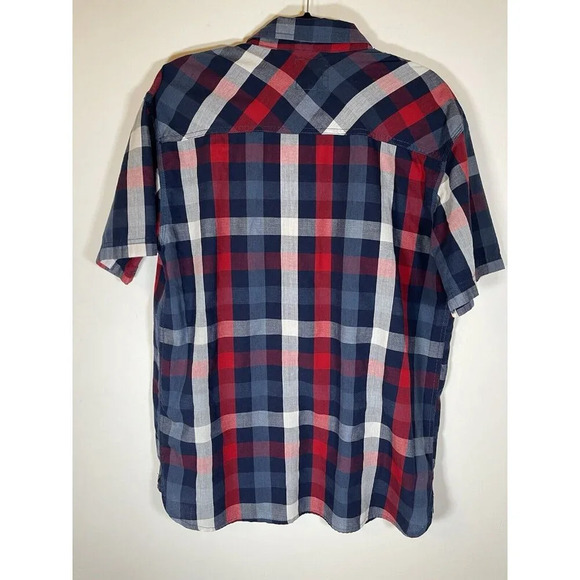 Levis Blue Red White Plaid Short Sleeve Button Up Shirt Size X-Large - Picture 2 of 5